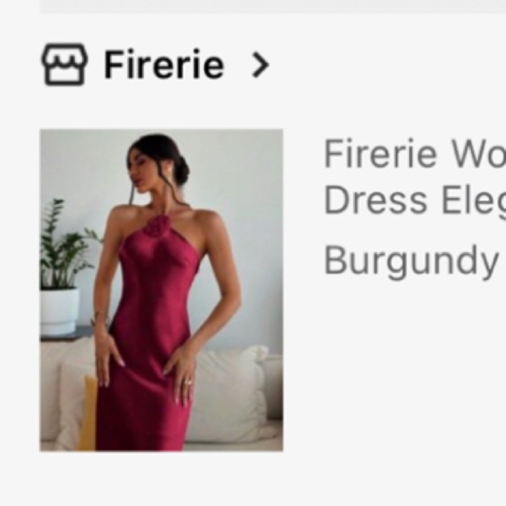 Beautiful Burgundy Maxi Dress with Rose Detail. Small/4